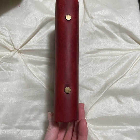 Wine color leather 6 ring wallet agenda planner - Picture 4 of 9